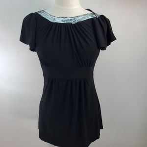 PURPLE HOLIC BLACK CAP SLEEVE BLOUSE SIZE MEDIUM